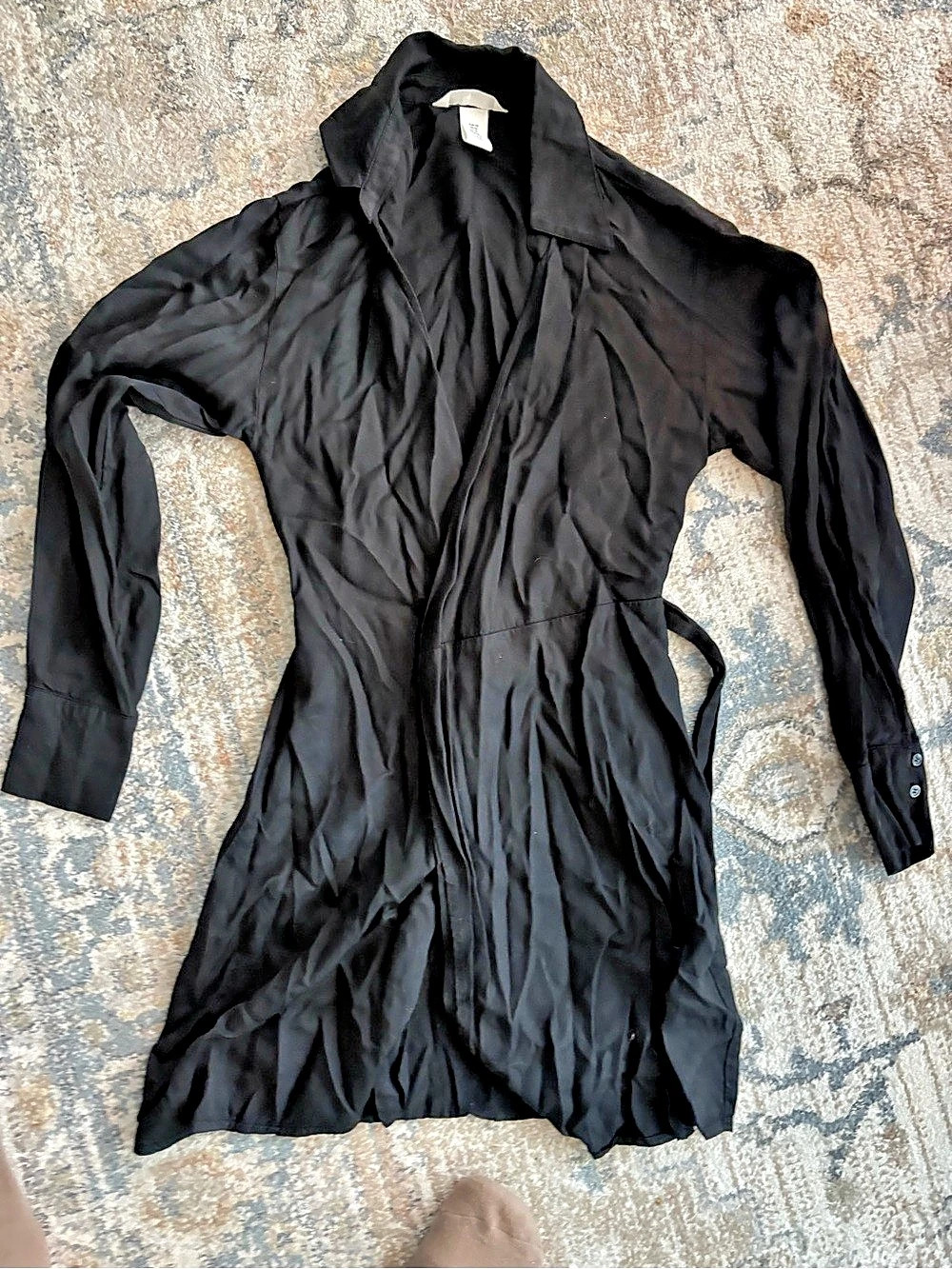H&M Long Sleeve Wrap Dress Black Mini Dress